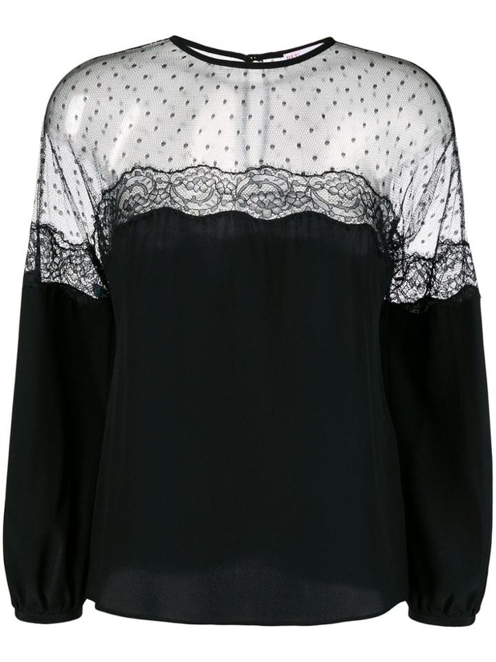 Red Valentino Sheer Long-sleeve Blouse - Black