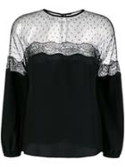 Red Valentino Sheer Long-sleeve Blouse - Black
