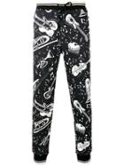 Dolce & Gabbana Musical Print Drawstring Trousers, Men's, Size: 46, Black, Cotton
