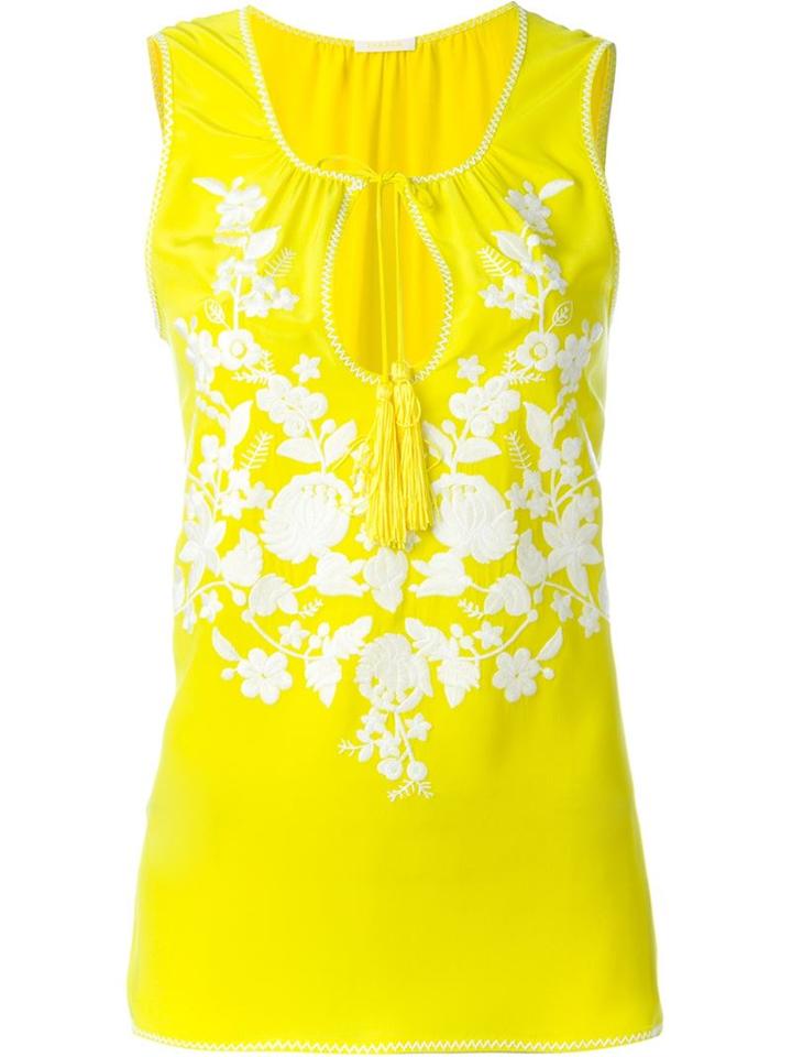 P.a.r.o.s.h. Embroidered Tank Top, Women's, Size: Xs, Yellow/orange, Silk