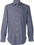 Kiton Plaid Button Down Shirt, Men's, Size: 15 1/2, Blue, Cotton