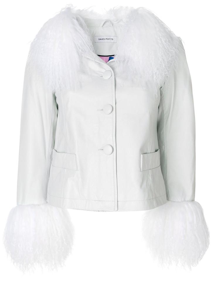 Saks Potts Shearling Trim Jacket - White