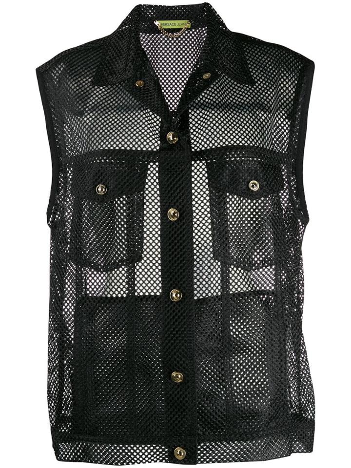 Versace Jeans Mesh Panelled Vest Jacket - Black