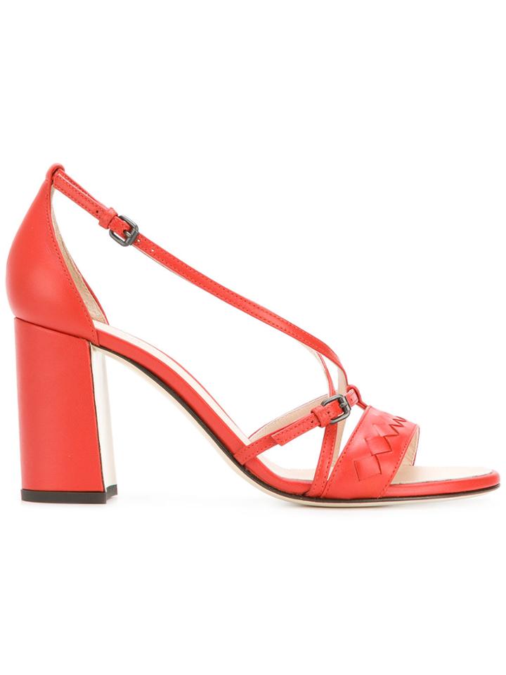 Bottega Veneta Intrecciato Heeled Sandals - Yellow & Orange