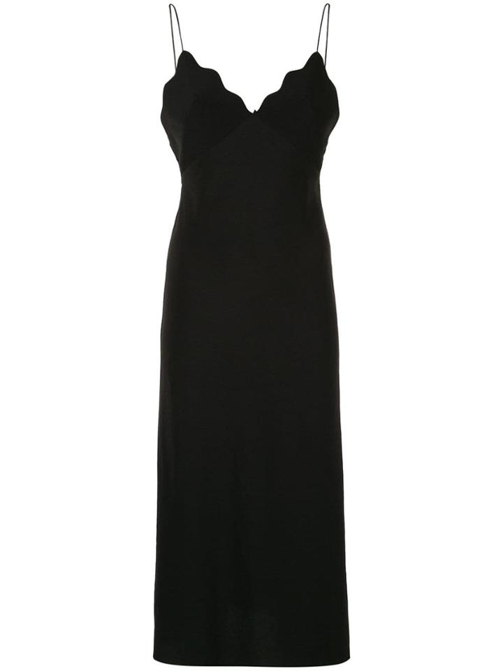 Acler Aviel Scalloped Slip Dress - Black