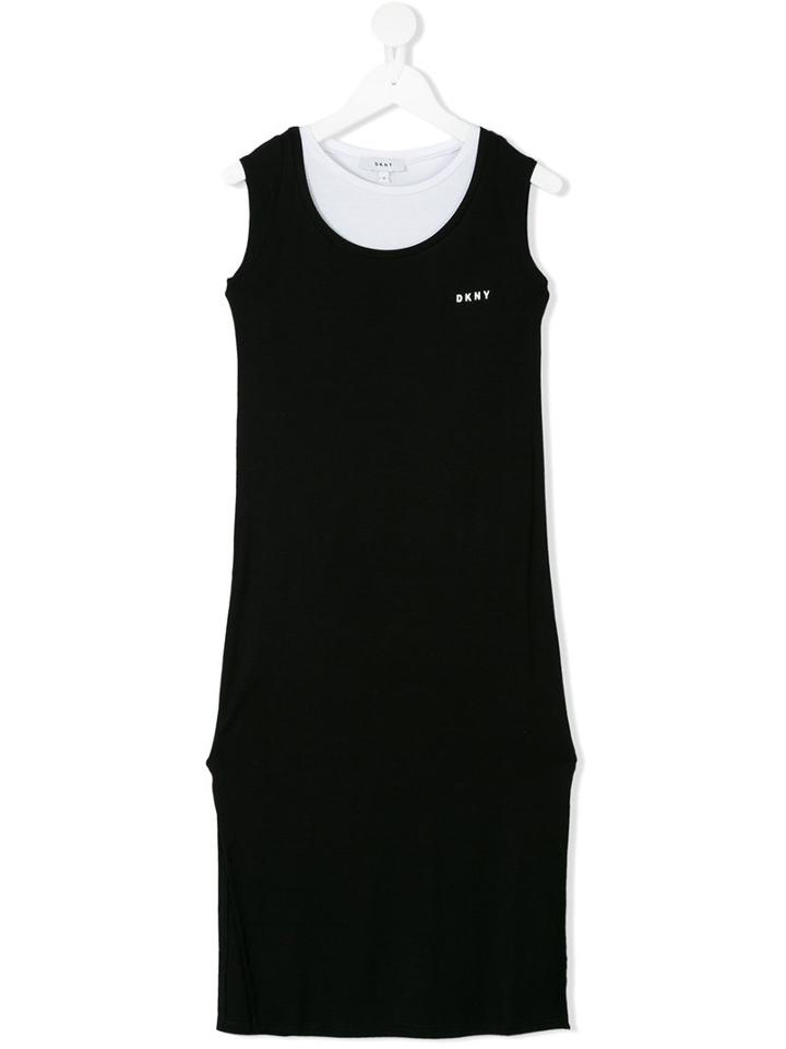 Dkny Kids - Logo Print Tank Dress - Kids - Spandex/elastane/viscose - 10 Yrs, Girl's, Black