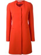 Tagliatore - Scoop Neck Mid Coat - Women - Polyester/spandex/elastane/cupro - 40, Red, Polyester/spandex/elastane/cupro