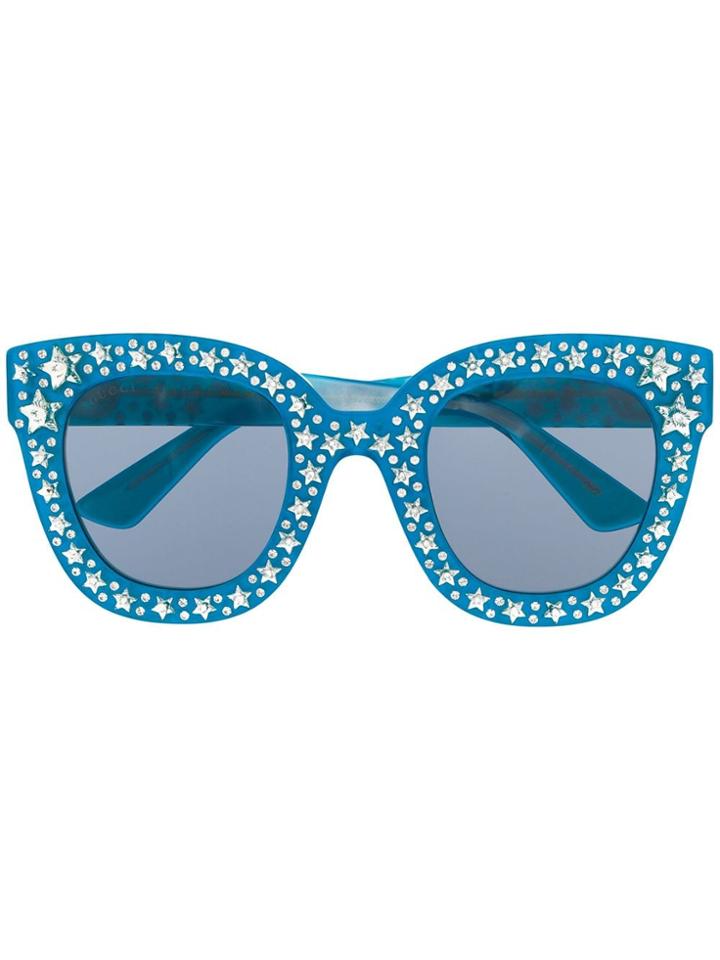 Gucci Eyewear Crystal Embellished Sunglasses - Blue