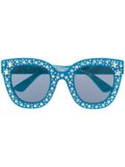Gucci Eyewear Crystal Embellished Sunglasses - Blue
