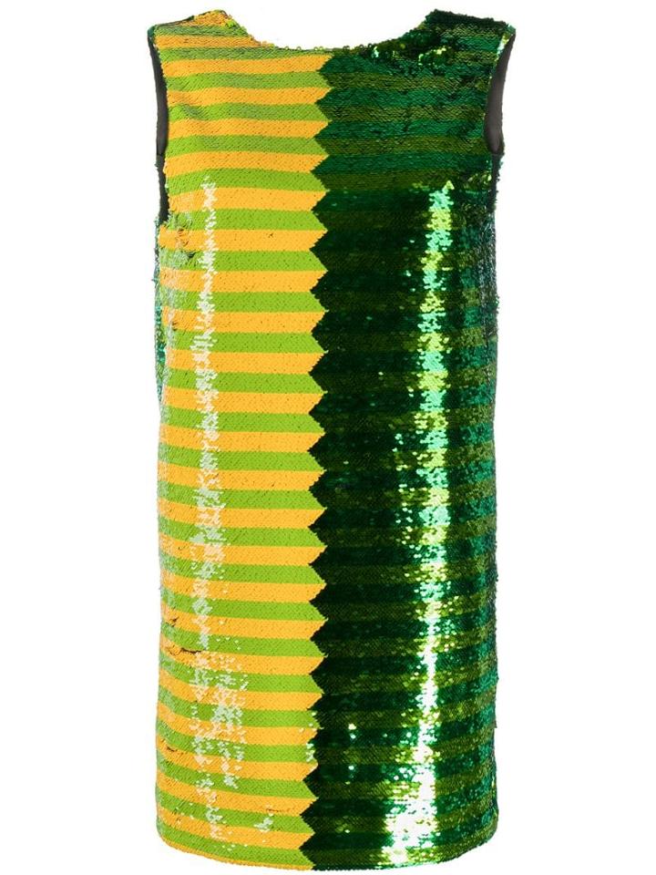 Halpern Panelled Sequin Mini Dress - Green