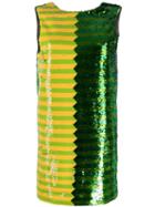 Halpern Panelled Sequin Mini Dress - Green