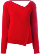 Msgm Wrap Front Sweater, Women's, Size: Large, Red, Virgin Wool