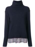 Joseph Plaid Print Layer Roll Neck - Blue