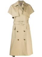 Msgm Short Sleeve Trench Coat - Neutrals