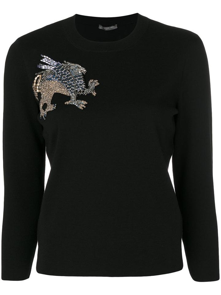 Alexander Mcqueen - Griffin Embellished Jumper - Women - Wool - L, Black, Wool