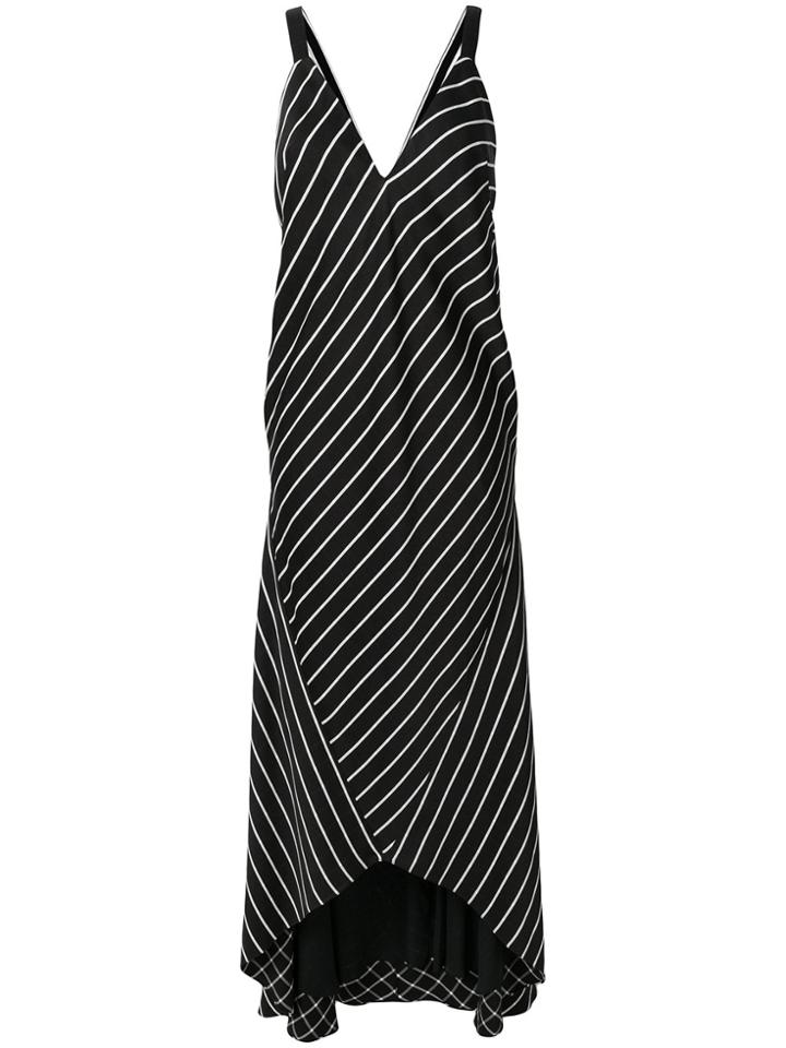 Haider Ackermann Striped Asymmetric Hem Maxi Dress - Black