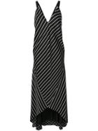 Haider Ackermann Striped Asymmetric Hem Maxi Dress - Black