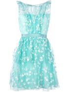 Si Jay Floral-embroidered Tulle Dress - Green
