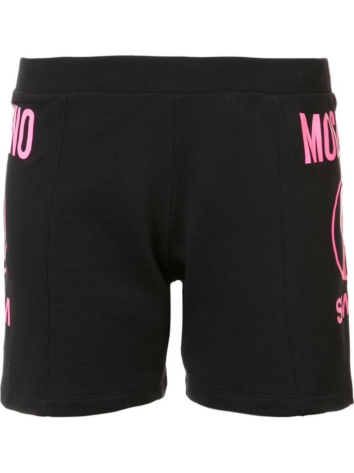 Moschino Flamingo Print Shorts, Women's, Size: Medium, Black, Cotton