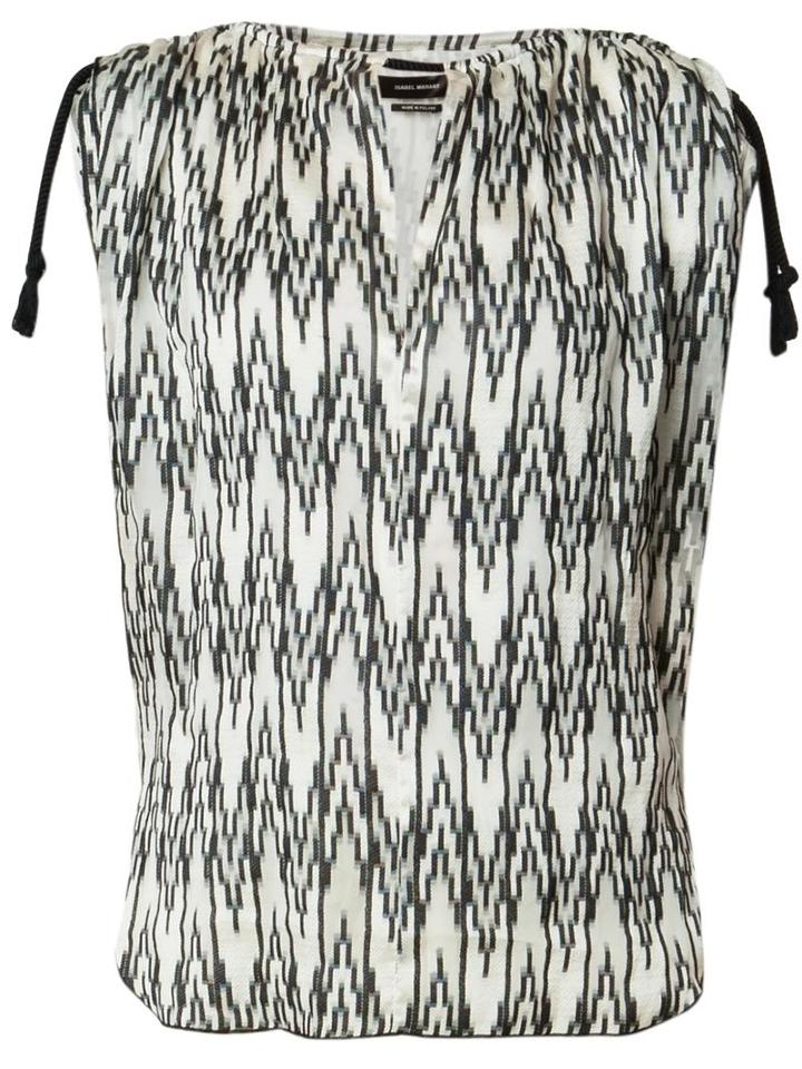 Isabel Marant Sleeveless Chevron Print Top, Women's, Size: 40, White, Silk/polyester/viscose