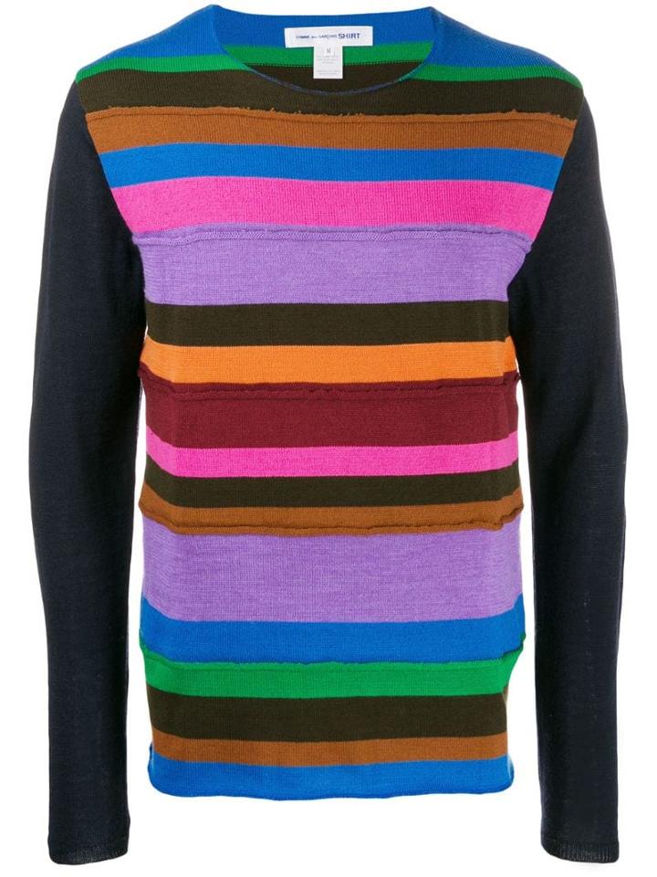 Comme Des Garçons Shirt Striped Knit Jumper - Blue