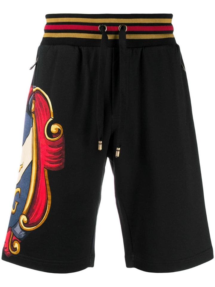 Dolce & Gabbana Emblem Print Shorts - Black