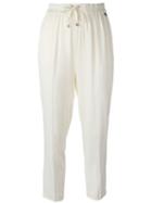 Twin-set Drawstring Cropped Pants, Women's, Size: 44, White, Viscose/spandex/elastane
