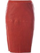Isabel Marant 'devon' Pencil Skirt, Women's, Size: 40, Red, Lamb Skin