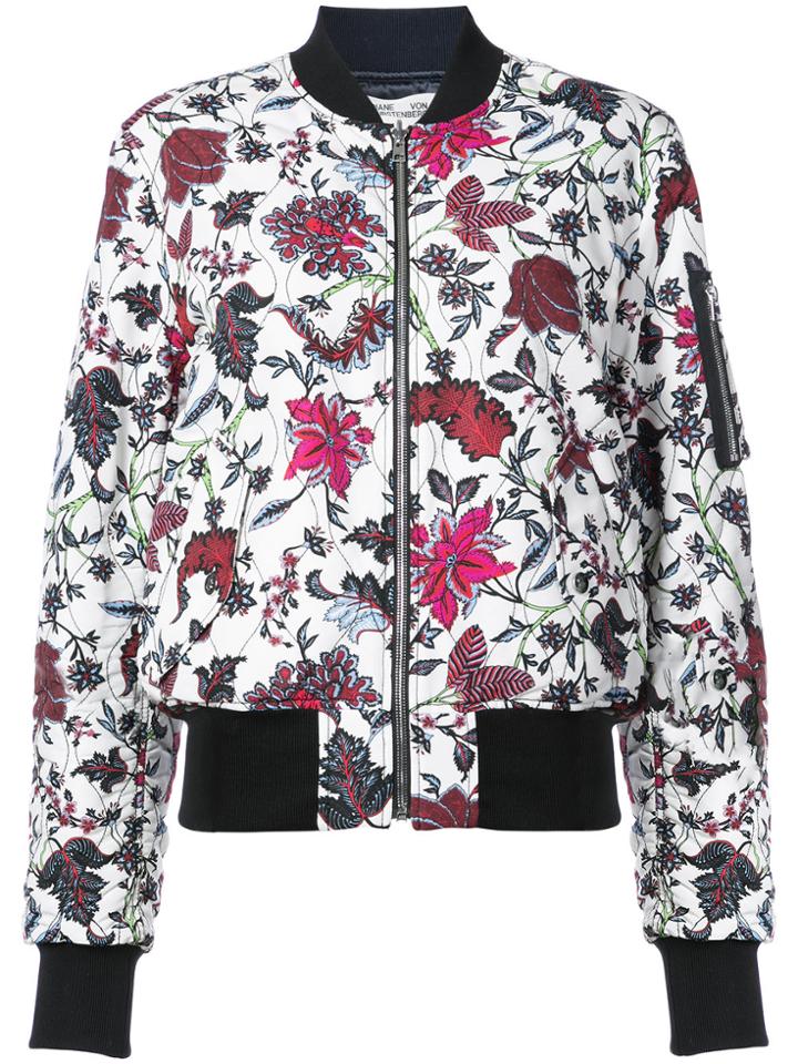 Dvf Diane Von Furstenberg Floral Print Bomber Jacket - White