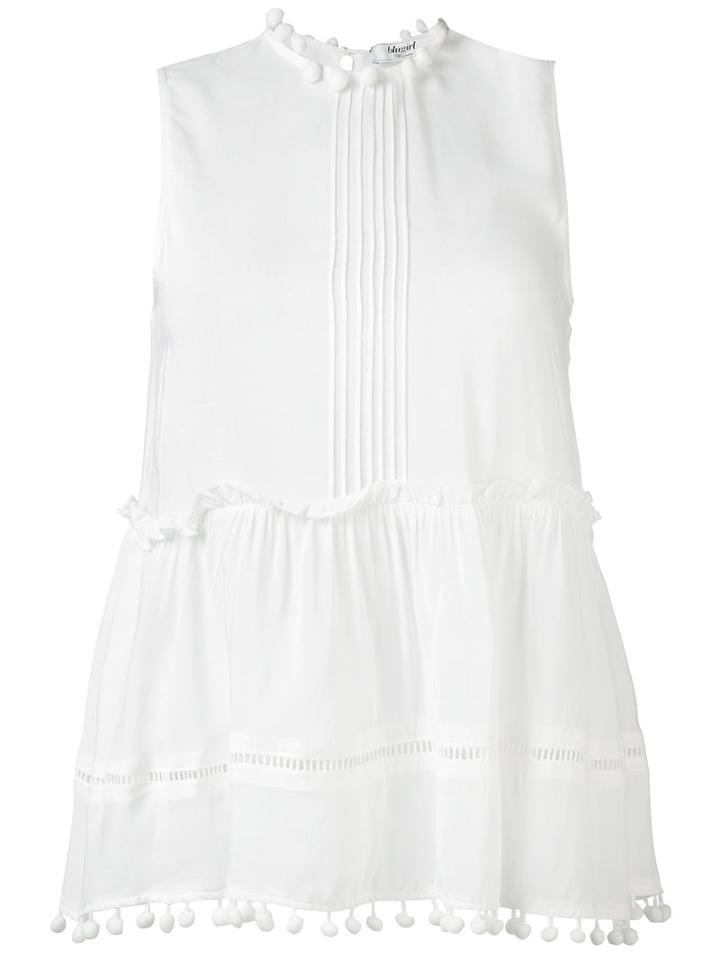 Blugirl - Pom Pom Trim Tank Top - Women - Viscose - 42, White, Viscose