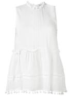 Blugirl - Pom Pom Trim Tank Top - Women - Viscose - 42, White, Viscose