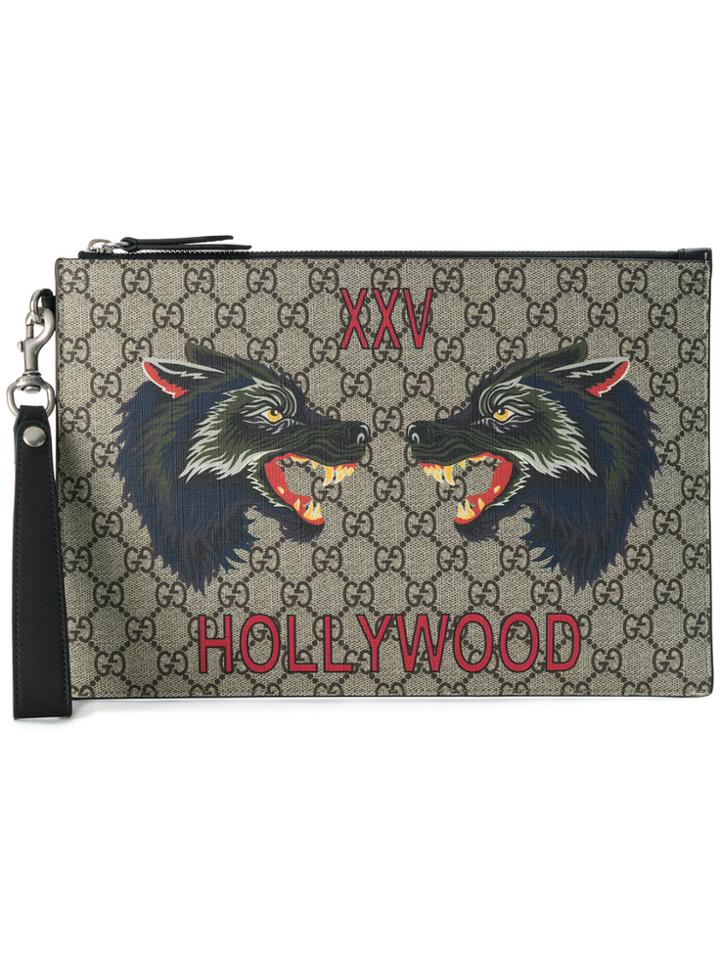 Gucci Gg Supreme Printed Pouch - Nude & Neutrals