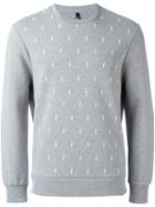 Neil Barrett Embroidered Lightning Bolt Sweatshirt, Men's, Size: Xs, Grey, Lyocell/viscose/cotton/spandex/elastane