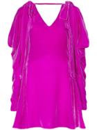 Les Reveries Bow-embellished Velvet Mini Dress - Pink