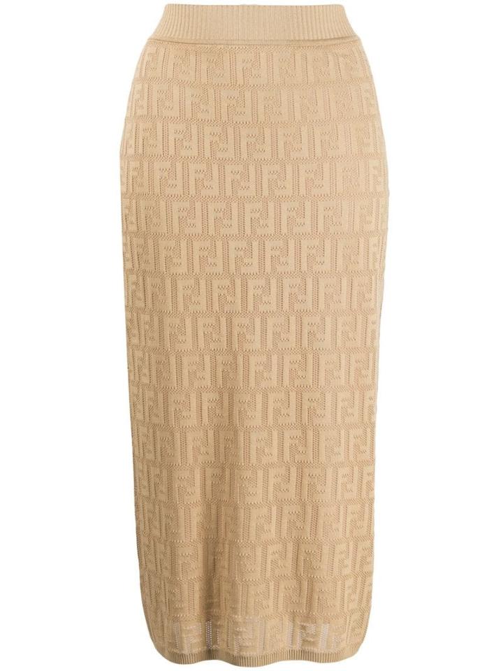 Fendi High-waist Ff Logo Skirt - Neutrals