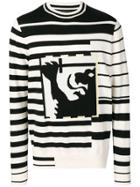 Tommy Hilfiger Striped Embroidered Sweater - Black