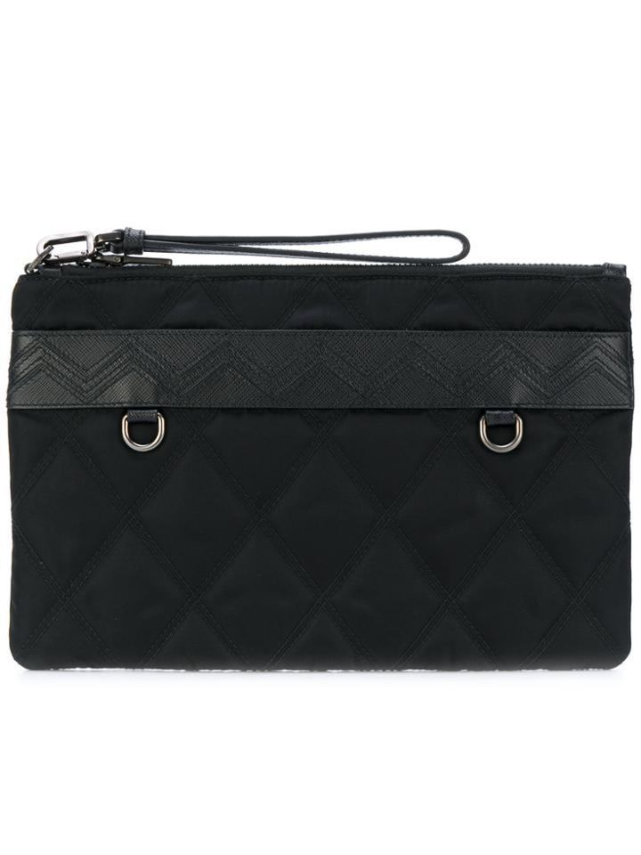 Prada Quilted Zipped Clutch - Black