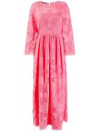 Alberta Ferretti Macrame Embroidered Maxi Dress - Pink