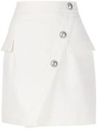 Balmain Buttoned Short Skirt - White