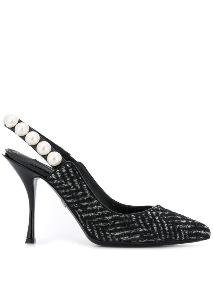 Dolce & Gabbana Lori Pearl Slingback Pumps - Black