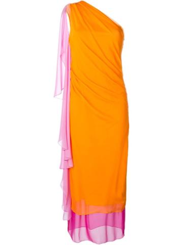 Diane Von Furstenberg Nori One Shoulder Draped Wrap Dress, Women's, Size: 8, Yellow/orange, Polyester/spandex/elastane