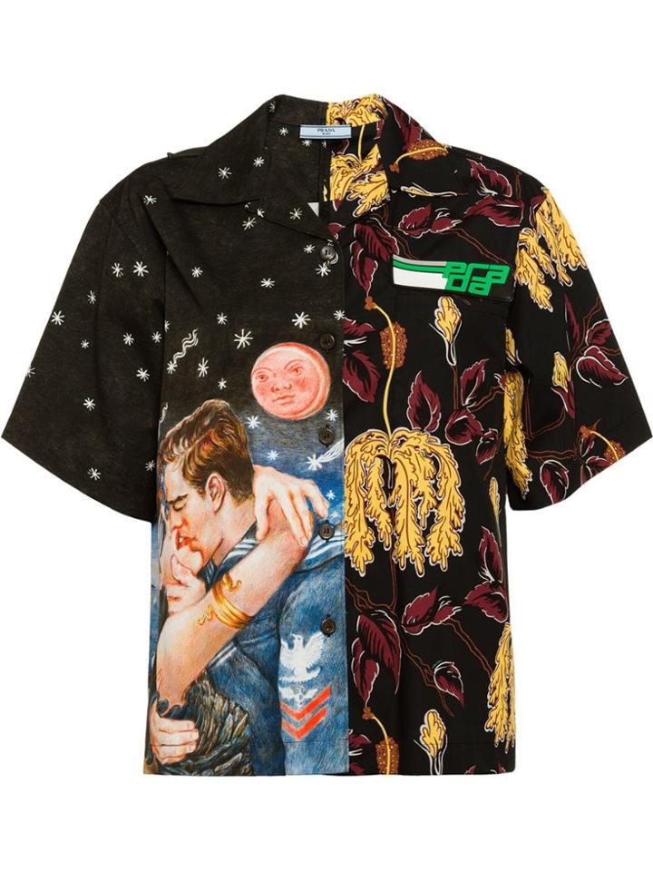 Prada Printed Boxy-fit Shirt - Black