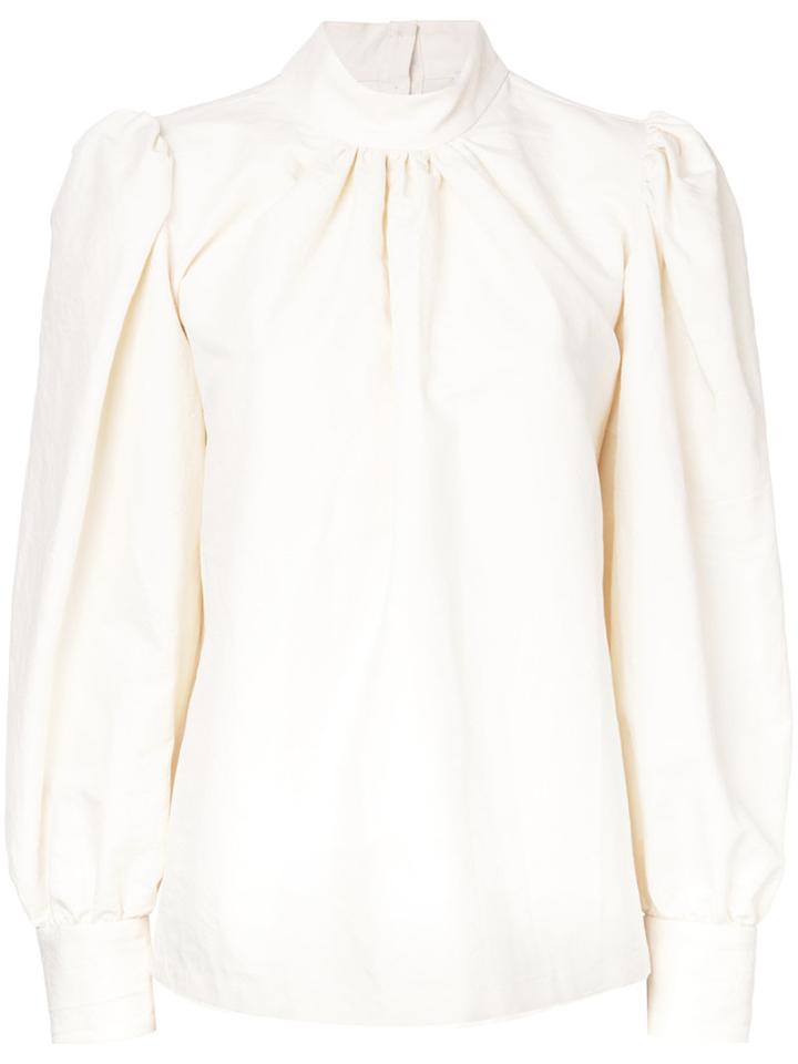Dries Van Noten High Neck Shift Blouse, Women's, Size: 36, White, Cotton/linen/flax