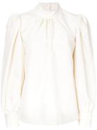 Dries Van Noten High Neck Shift Blouse, Women's, Size: 36, White, Cotton/linen/flax