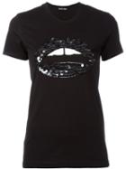 Markus Lupfer - Sequin Embellished Lip T-shirt - Women - Cotton - M, Women's, Black, Cotton