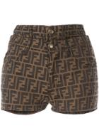 Fendi Vintage Zucca Pattern Short Pants - Brown