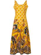 William Vintage Geometric Print Midi Dress - Yellow & Orange