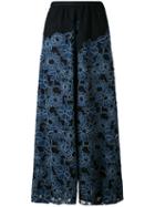 Antonio Marras - Floral Panel Palazzo Pants - Women - Cotton/polyester - Ii, Black, Cotton/polyester