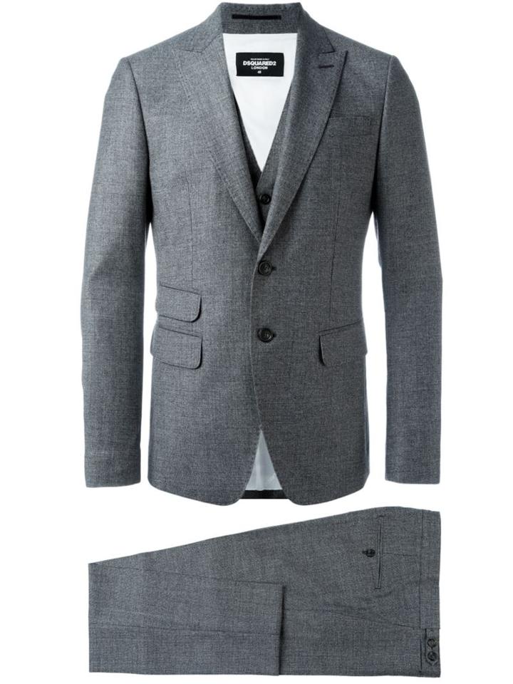 Dsquared2 Classic Three-piece Suit, Men's, Size: 52, Grey, Polyester/viscose/virgin Wool