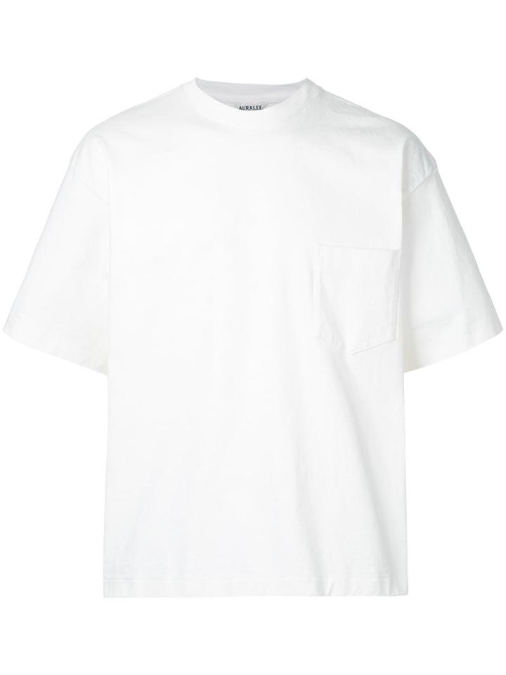 Auralee Front Pocket T-shirt, Men's, Size: 4, White, Cotton